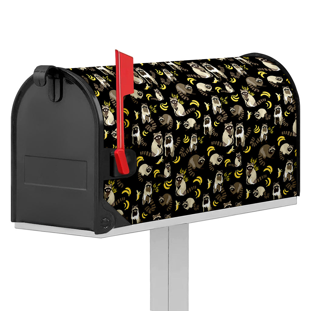 Raccoon And Banana Pattern Print Mailbox Cover