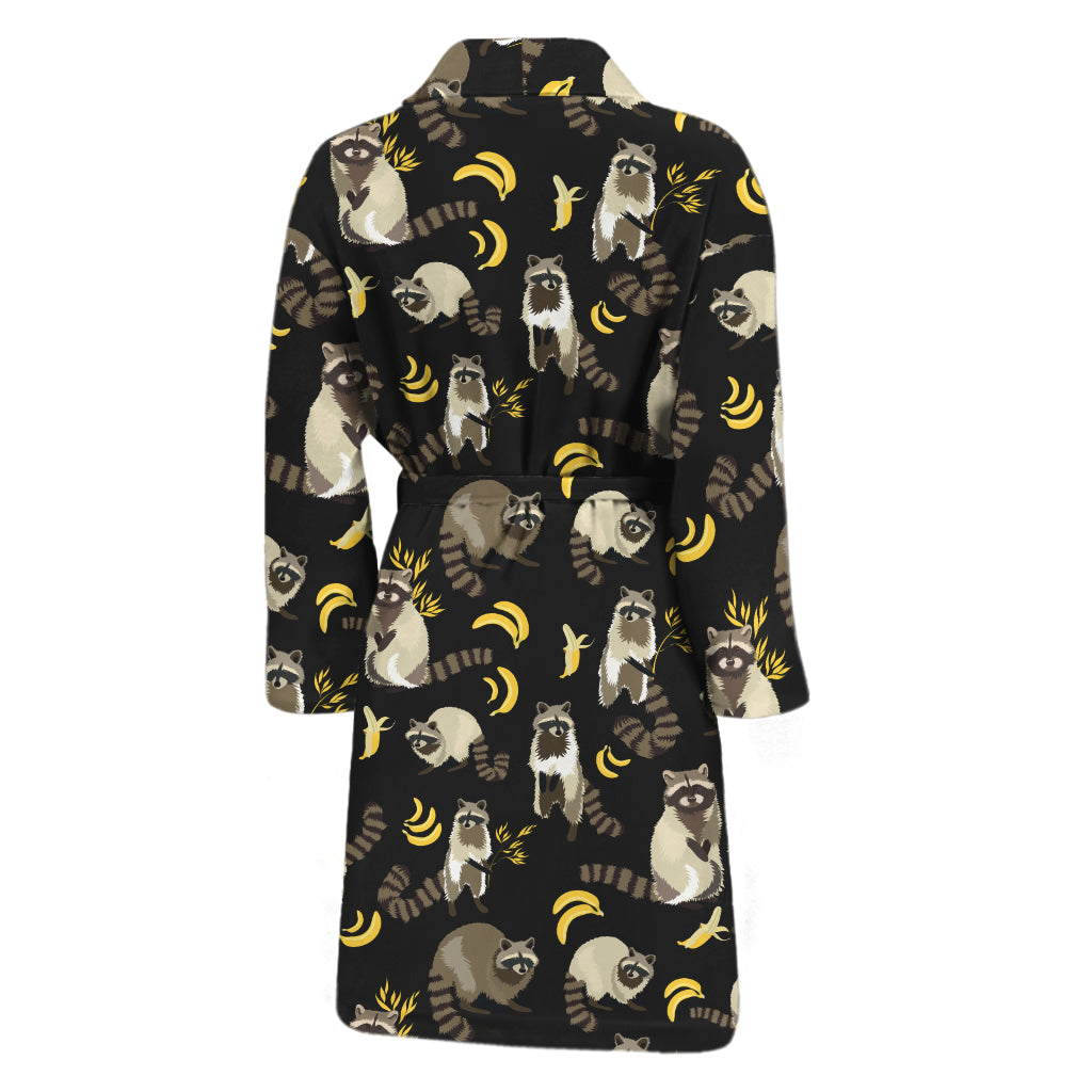 Raccoon And Banana Pattern Print Men's Bathrobe