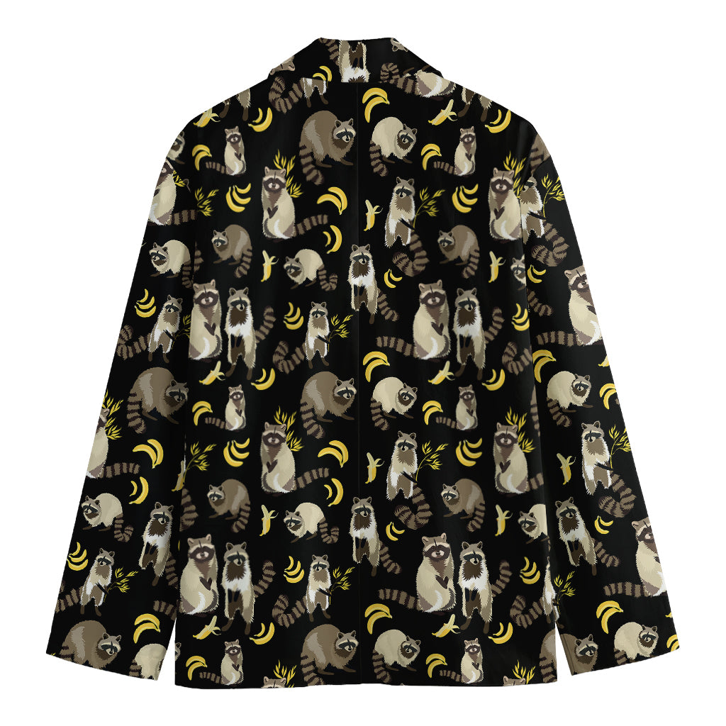 Raccoon And Banana Pattern Print Men's Blazer