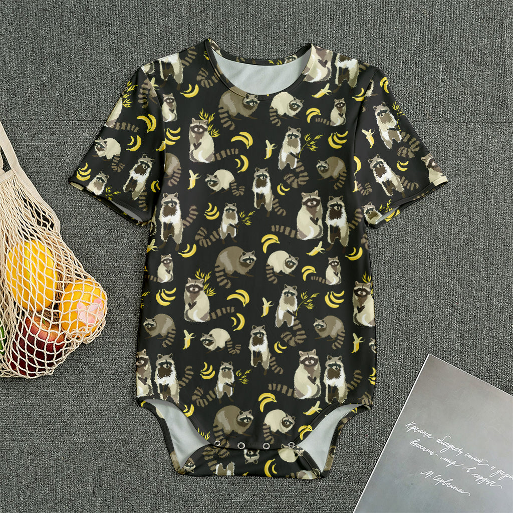 Raccoon And Banana Pattern Print Men's Bodysuit