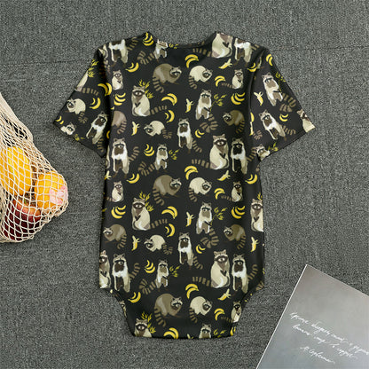 Raccoon And Banana Pattern Print Men's Bodysuit