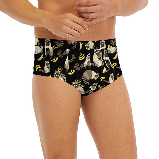 Raccoon And Banana Pattern Print Men's Briefs