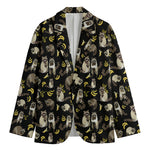 Raccoon And Banana Pattern Print Men's Cotton Blazer