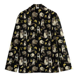 Raccoon And Banana Pattern Print Men's Cotton Blazer