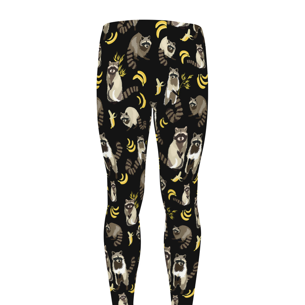 Raccoon And Banana Pattern Print Men's leggings