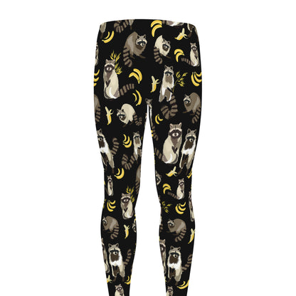 Raccoon And Banana Pattern Print Men's leggings