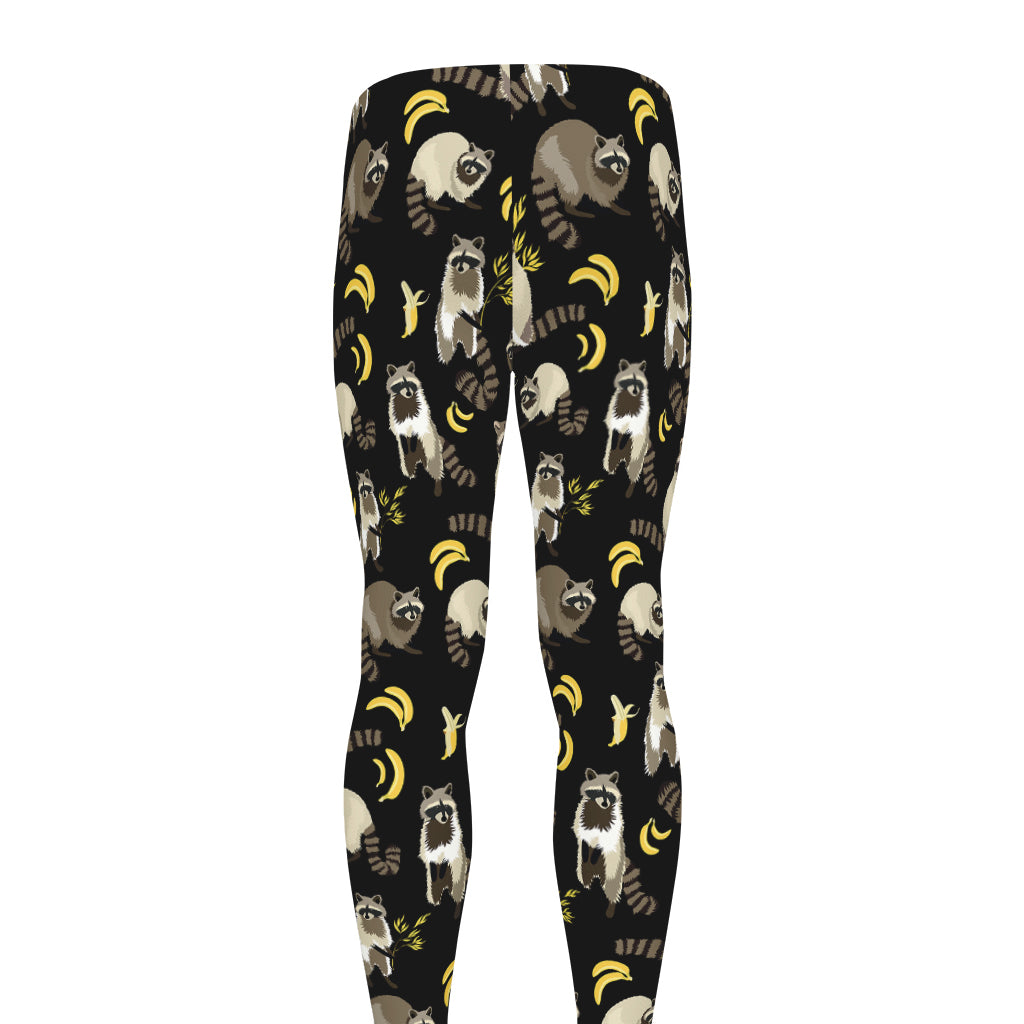 Raccoon And Banana Pattern Print Men's leggings