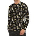 Raccoon And Banana Pattern Print Men's Long Sleeve Rash Guard