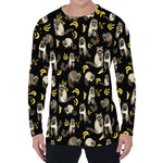 Raccoon And Banana Pattern Print Men's Long Sleeve T-Shirt