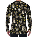 Raccoon And Banana Pattern Print Men's Long Sleeve T-Shirt