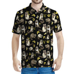 Raccoon And Banana Pattern Print Men's Polo Shirt