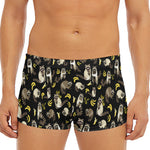 Raccoon And Banana Pattern Print Men's Short Boxer Briefs