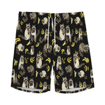 Raccoon And Banana Pattern Print Men's Sports Shorts