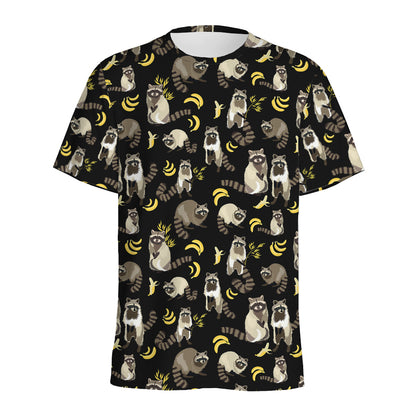 Raccoon And Banana Pattern Print Men's Sports T-Shirt