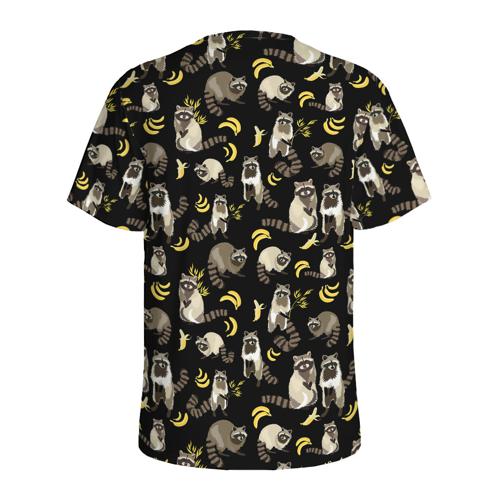 Raccoon And Banana Pattern Print Men's Sports T-Shirt