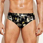 Raccoon And Banana Pattern Print Men's Swim Briefs