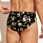 Raccoon And Banana Pattern Print Men's Swim Briefs