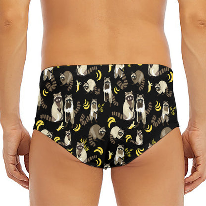 Raccoon And Banana Pattern Print Men's Triangle Swim Briefs