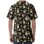 Raccoon And Banana Pattern Print Men's Velvet T-Shirt