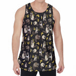 Raccoon And Banana Pattern Print Men's Velvet Tank Top