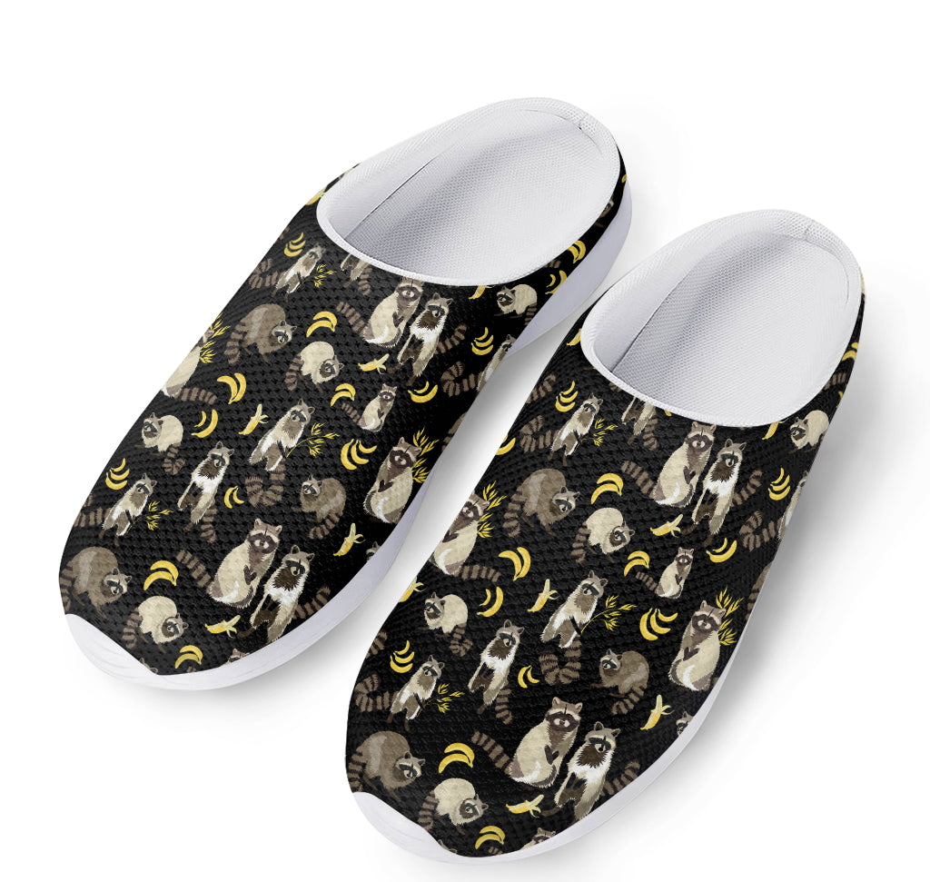 Raccoon And Banana Pattern Print Mesh Casual Shoes