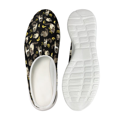 Raccoon And Banana Pattern Print Mesh Casual Shoes