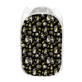 Raccoon And Banana Pattern Print Mesh Laundry Hamper