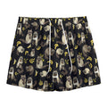 Raccoon And Banana Pattern Print Mesh Shorts
