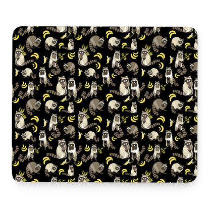 Raccoon And Banana Pattern Print Mouse Pad