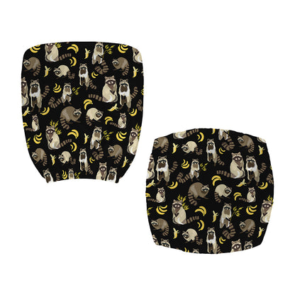 Raccoon And Banana Pattern Print Office Chair Cover