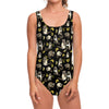 Raccoon And Banana Pattern Print One Piece Swimsuit