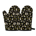 Raccoon And Banana Pattern Print Oven Mitts