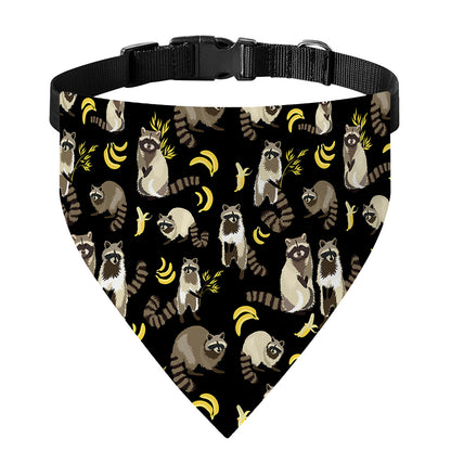 Raccoon And Banana Pattern Print Over The Collar Dog Bandana