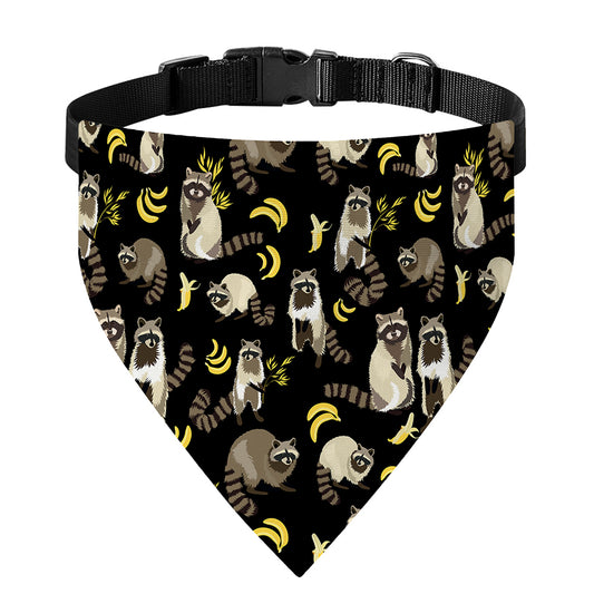Raccoon And Banana Pattern Print Over The Collar Dog Bandana