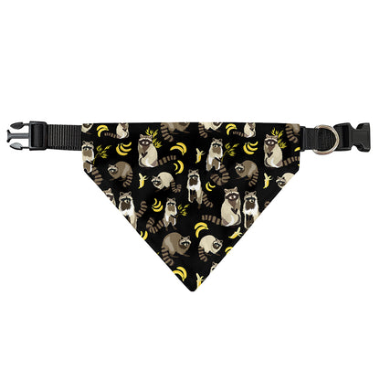 Raccoon And Banana Pattern Print Over The Collar Dog Bandana
