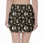 Raccoon And Banana Pattern Print Pencil Mini Skirt