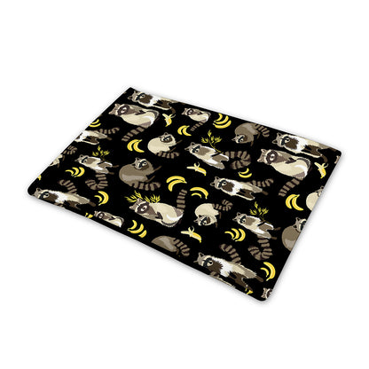 Raccoon And Banana Pattern Print Pet Cooling Mat Cover
