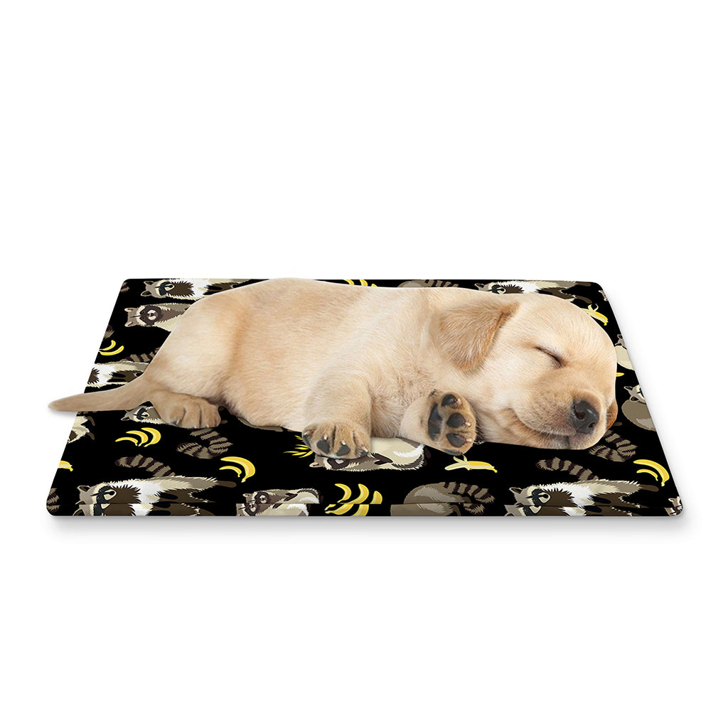 Raccoon And Banana Pattern Print Pet Cooling Mat Cover