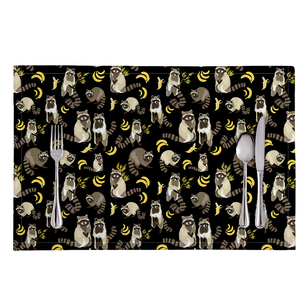 Raccoon And Banana Pattern Print Placemat