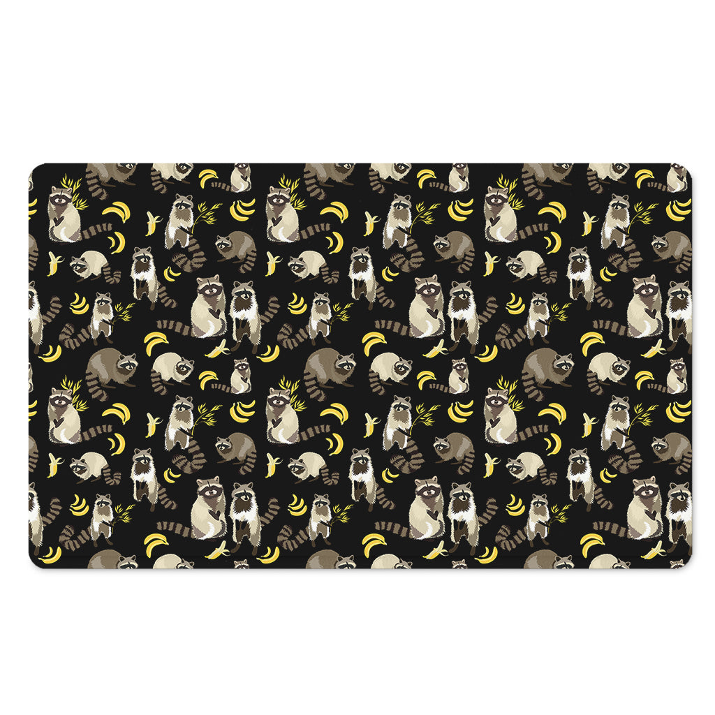 Raccoon And Banana Pattern Print Polyester Doormat