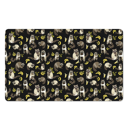 Raccoon And Banana Pattern Print Polyester Doormat