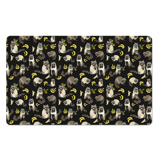 Raccoon And Banana Pattern Print Polyester Doormat