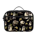 Raccoon And Banana Pattern Print Portable Lunch Bag