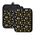 Raccoon And Banana Pattern Print Pot Holders With Pocket