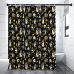 Raccoon And Banana Pattern Print Premium Shower Curtain