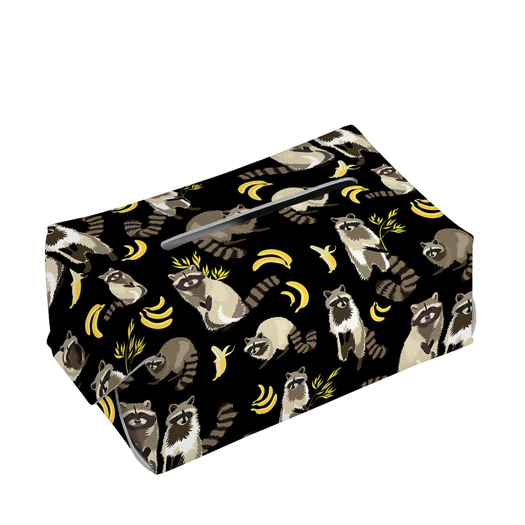 Raccoon And Banana Pattern Print Rectangle Tissue Box Cover
