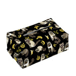 Raccoon And Banana Pattern Print Rectangle Tissue Box Cover