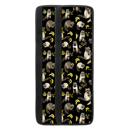 Raccoon And Banana Pattern Print Refrigerator Handle Covers