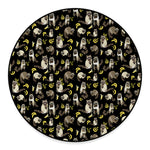 Raccoon And Banana Pattern Print Round Floor Mat