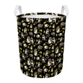 Raccoon And Banana Pattern Print Round Laundry Basket